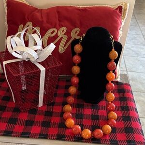Sassy Jones Orange and Red Beaded Necklace